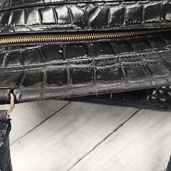 KATE SPADE New York Ridgely Ave Becky Satchel Croc Embossed Leather Black Bag - Picture 15 of 16